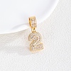 Brass Clear Cubic Zirconia European Dangle Charms LS-KK-R003-01G-02-1