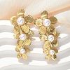 304 Stainless Steel & ABS Plastic Imitation Pearl 3 Flowers Stud Earrings EJEW-S253-21G-2