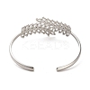 Non-Tarnish Hollow Out 304 Stainless Steel Leaf Cuff Bangles BJEW-G694-07P-3