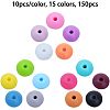 150Pcs 15 Style Food Grade Eco-Friendly Silicone Abacus Beads SIL-CA0001-24-2