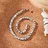 Brass Pave Clear Cubic Zirconia Rectangle & Flat Round Link Bracelets BJEW-YWC0002-02A-1