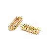 Brass Micro Pave Clear Cubic Zirconia Hollow Rectangle Connector Charms KK-H515-18G-2