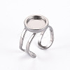 Non-Tarnish 201 Stainless Steel Cuff Pad Ring Settings LS-X-STAS-S080-040A-P-1