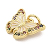 Rack Plating Brass Micro Pave Cubic Zirconia with Enamel Charms KK-Q814-23G-01-2