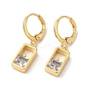 Rack Plating Brass Rectangle Dangle Leverback Earrings with Cubic Zirconia EJEW-D061-32G-1