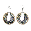 Glass Seed Braided Flat Round Dangle Earrings EJEW-MZ00062-02-1