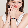 1Pc Frosted Natural Black Stone Round Beaded Braided Bead Bracelets for Unisex BJEW-LP0012-18-3