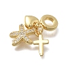 Brass Micro Pave Clear Cubic Zirconia European Dangle Charms KK-D431-033E-G-2