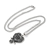 201 Stainless Steel Black Enamel Double Raven Pendant Necklaces NJEW-H065-09P-2