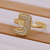 Brass Micro Pave Clear Cubic Zirconia Initial Cuff Rings FS-WGB210B-11-1