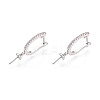 Brass Micro Pave Clear Cubic Zirconia Arch Hoop Earring Findings KK-T076-82P-1