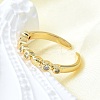 Brass Micro Pave Clear Cubic Zirconia Open Cuff Rings for Women RJEW-F179-05G-5