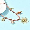 Summer Beach 304 Stainless Steel & Electroplated Natural Shell Pendant Adjustable Polyester Cord Necklaces for Women NJEW-F348-01D-G-2