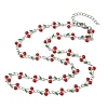304 Stainless Steel Enamel Red Cherry Link Chain Necklaces for Women NJEW-K249-23G-4
