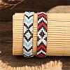 2Pcs Bohemian Style Geometric Pattern Red Blue Glass Bead Handmade Bracelet IV4128-1