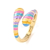 Brass Enamel Cuff Open Rings for Women RJEW-A098-01G-05-4