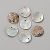 Natural Akoya Shell Flat Round Pendants BSHE-WH0002-04C-1