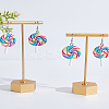2 Pairs Lollipop Polymer Clay Dangle Earrings for Women EJEW-LP0001-49-3