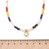 Valentine's Day 304 Stainless Steel Heart Pendant Glass Seed Beaded Necklaces for Women NJEW-MZ00146-01-3