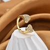 Rack Plating Brass Micro Pave Clear Cubic Zirconia Cuff Finger Rings for Women RJEW-M028-38G-4