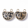 Natural Dalmatian Jasper Semi Circle Pendants G-S359-011D-2