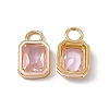 Pink Glass Rectangle Pendants KK-I696-10G-2