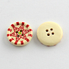 4-Hole Printed Wooden Buttons BUTT-R032-077-2