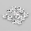 Silver Color Plated Flower Brass Spacer Bead Caps X-KK-TB857-S-1