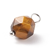 Faceted Natural Tiger Eye Pendants PALLOY-JF01694-01-3