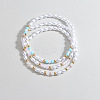 3Pcs Resin Pearl Faceted Round & Rice Beaded Stretch Anklet Sets FS-WG2E78A-01-3