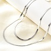304 Stainless Steel Flat Snake Chain Double Chain Necklaces NJEW-Q039-01P-3