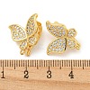Rack Plating Brass Micro Pave Clear Cubic Zirconia Twister Clasps KK-B093-28G-2