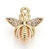Brass Micro Pave Clear Cubic Zirconia Pendants KK-T075-19G-03-1