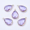 Golden Tone Brass Glass Teardrop Pendants LS-GLAA-M006-A-14G-1