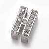 Platinum Plated Brass Micro Pave Cubic Zirconia Letter Slide Charms LS-X-ZIRC-E015-04H-1