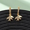 Swallow Brass Micro Pave Clear Cubic Zirconia Hoop Earrings EJEW-F384-06G-1