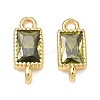 Brass Pave Cubic Zirconia Rectangle Connector Charms KK-P348-10G-02-1