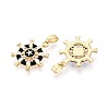 Brass Micro Pave Clear Cubic Zirconia and Enamel Pendants KK-T075-91A-G-2