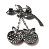 Cherry with Leaf Alloy Rhinestone Hanging Chain Brooch for Backpack Clothes JEWB-L026-07B-3