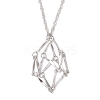 304 Stainless Steel Empty Macrame Pouch Pendant Singapore Chain Necklace Making NJEW-JN05280-1