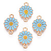 Zinc Alloy Enamel Sunflower Connector Charms X-ENAM-E011-01KCG-3