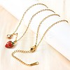 304 Stainless Steel Red Enamel Pendant Necklaces for Women NJEW-U043-02B-G-3