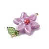 Glazed Flower Porcelain Pendants PALLOY-TA00353-5