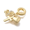 Brass Micro Pave Clear Cubic Zirconia European Dangle Charms X-KK-D431-033C-G-2