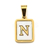 PVD Vacuum Plating 304 Stainless Steel Pave Natural White Shell Pendants STAS-S130-03G-N-1