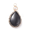 Natural Obsidian Copper Wire Wrapped Pendants PALLOY-JF01398-05-1