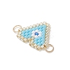 Glass Seed Beaded Evil Eye Heart Links Connector Charms PALLOY-MZ01048-5