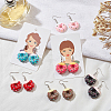 6 Pairs 6 Colors Resin Doughnut Dangle Earrings EJEW-AN0003-27-7