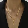 Fashionable Brass Leaf Tassel Pendant Necklace for Women Lock Bone Chain IL3833-1