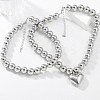 2Pcs 2 Styles Alloy Heart Pendant Necklaces Set NJEW-P319-02P-2